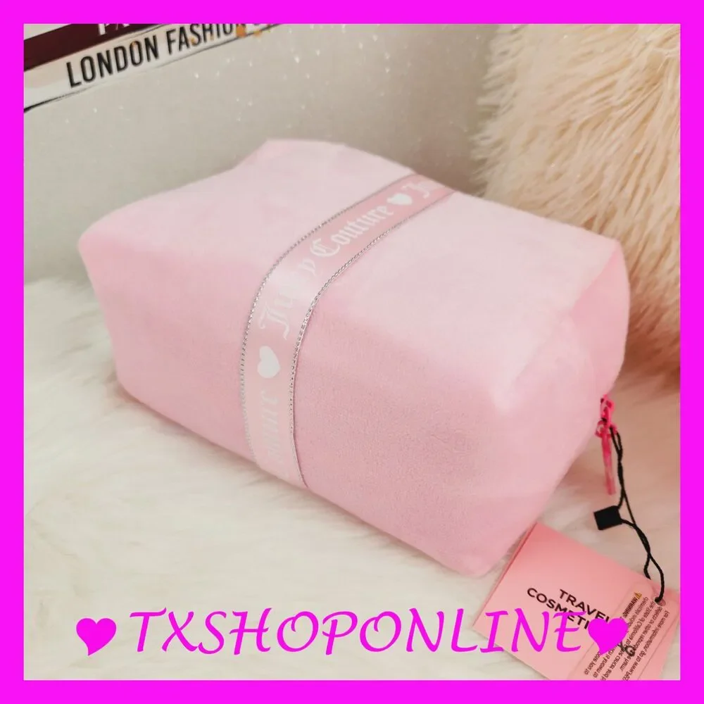 💗🌺 Juicy Couture Pink velvet bling cosmetic bag🌺💗 NWT